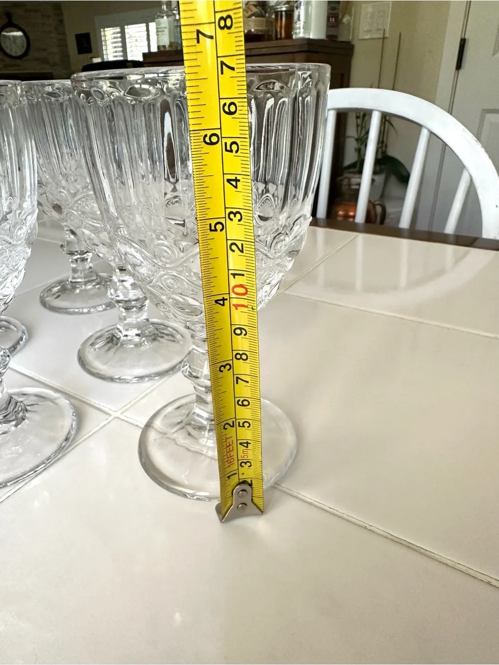 YOUEON Clear Embossed Wine Goblets Set of 6